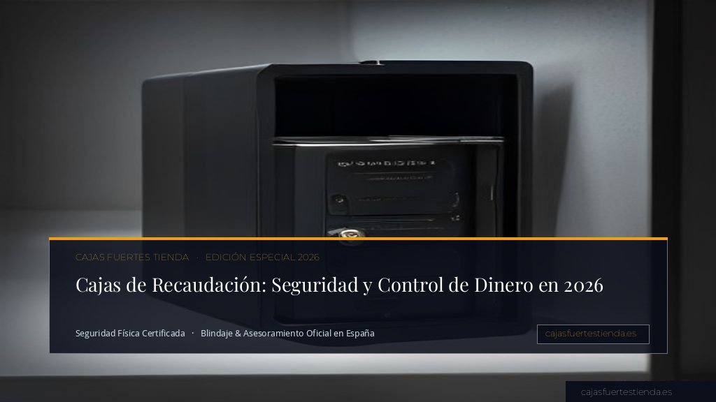 Caja de recaudación de alta seguridad con puerta entreabierta mostrando blindaje y bulones de acero en despacho exclusivo.
